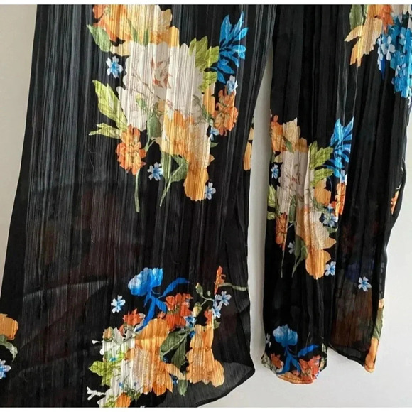 Zara Womens Elegant Floral Print Long Flowy Stylish Jumpsuit Multicolor Sz M - Picture 8 of 11